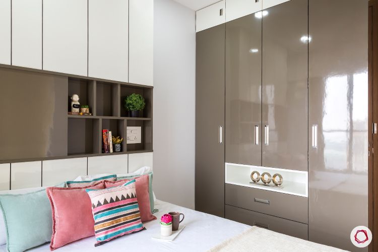 best interior designers in mumbai-guest room-laminate wardrobes-swing door wardrobe