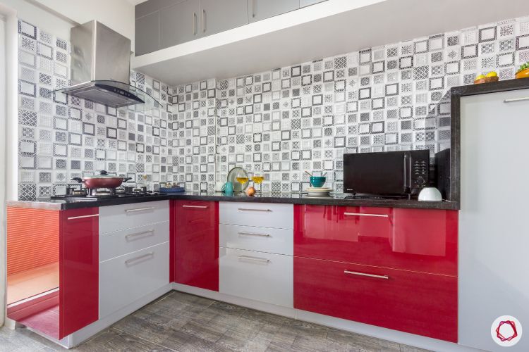 home bangalore-modular kitchen-red and white kitchen-dado tiles