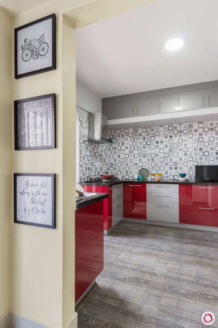 home bangalore-modular kitchen-red and white kitchen-frames