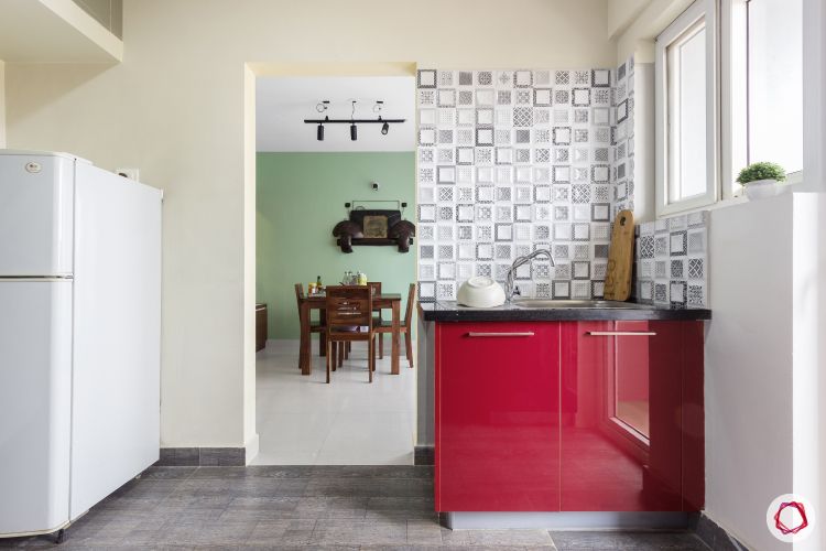home bangalore-modular kitchen-red and white kitchen-wet area