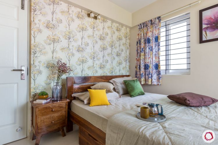 home bangalore-guest bedroom-full room design-wooden tones-wooden bed