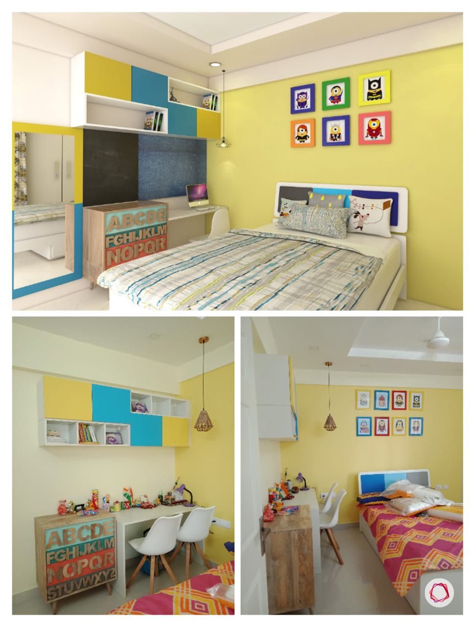 home bangalore-kids bedroom-minion theme-3d design-vray