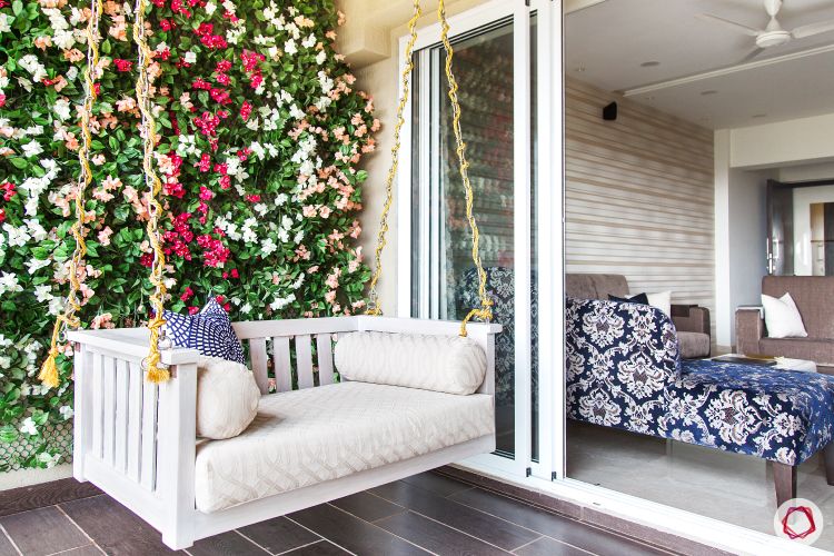 celebrity-homes-swing-balcony-vertical-garden-pillow-sofa-flooring
