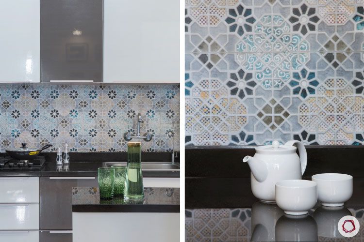 indian kitchen-two toned kitchen designs-moroccan tiles for kitchen