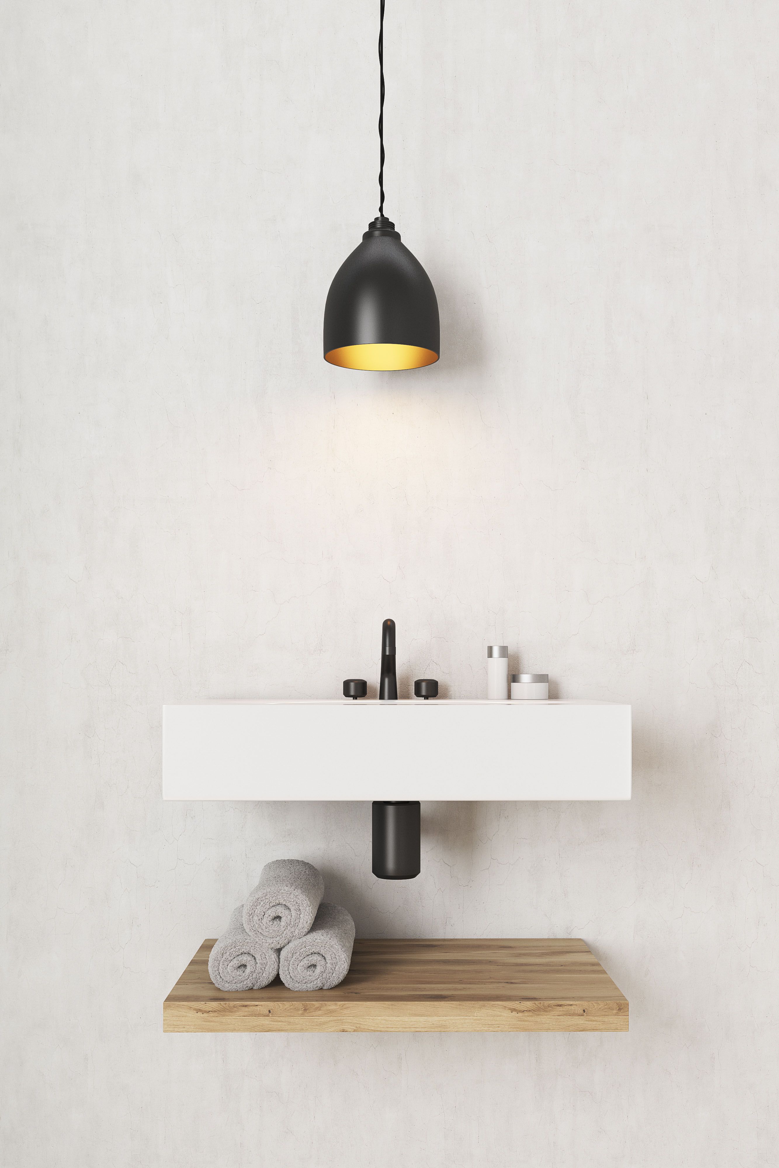 bathroom designs-bathroom shelves-floating shelves-diy shelves-pendant light