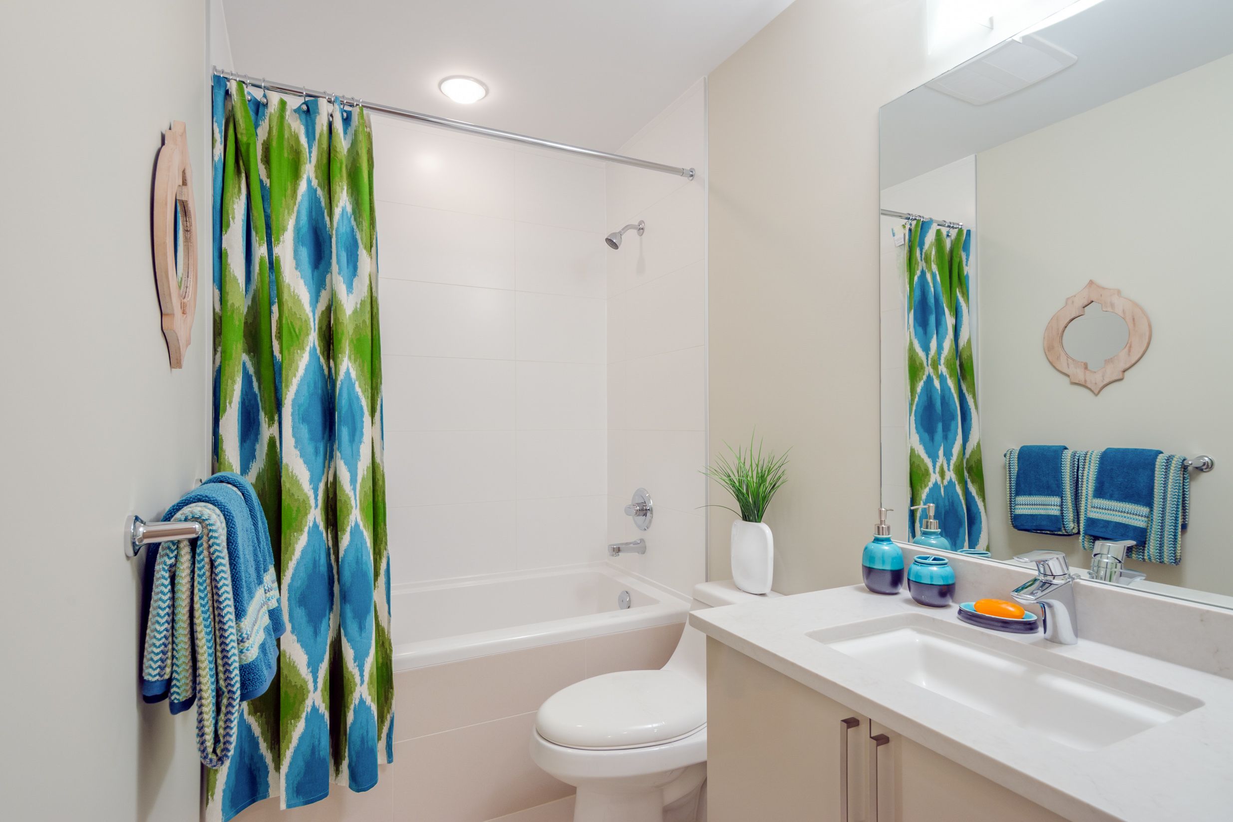 bathroom designs-shower curtains-bright shower curtain-colourful shower curtain-bathroom vanity