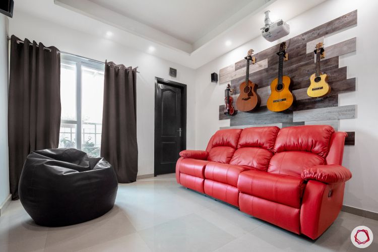 sunworld-vanalika-home-office-red-recliner-bean-bag-wooden-wall-panelling