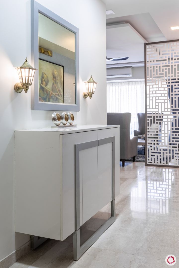 home mumbai-jaali partition designs-foyer design ideas-white console designs