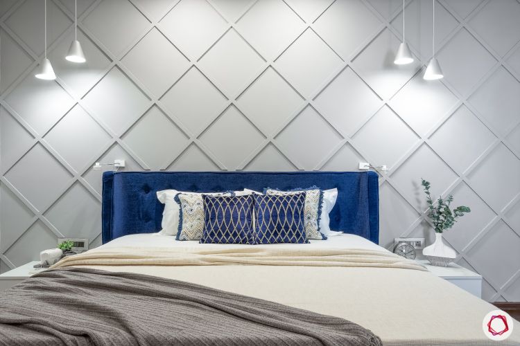 home mumbai-blue headboard designs-wood trimming designs-grey accent walls