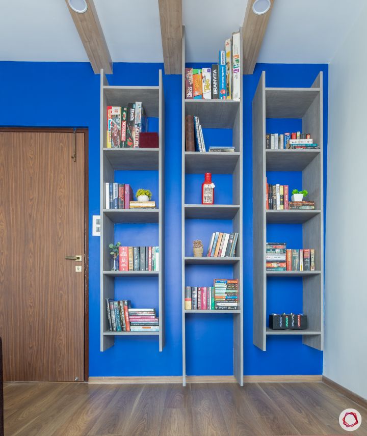 home mumbai-ladder cabinet designs-blue accent wall designs