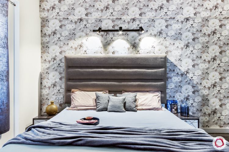 top-interior-designers-in-bangalore-master-bedroom-grey-wallpaper-track-lights