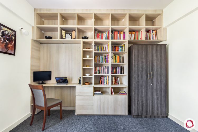 top-interior-designers-in-bangalore-wooden-bookshelf-study-room-wardrobe