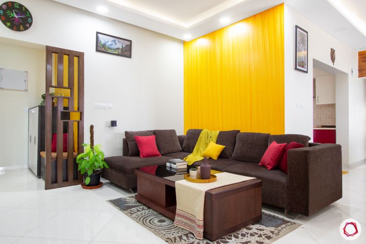 types of house paint-yellow wall-living room