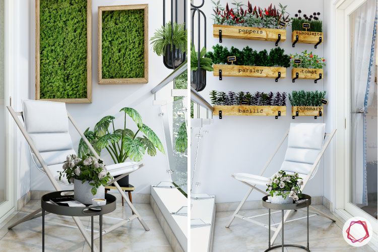 Balcony Makeover Idea-vertical garden-chairs-flower-centre-table