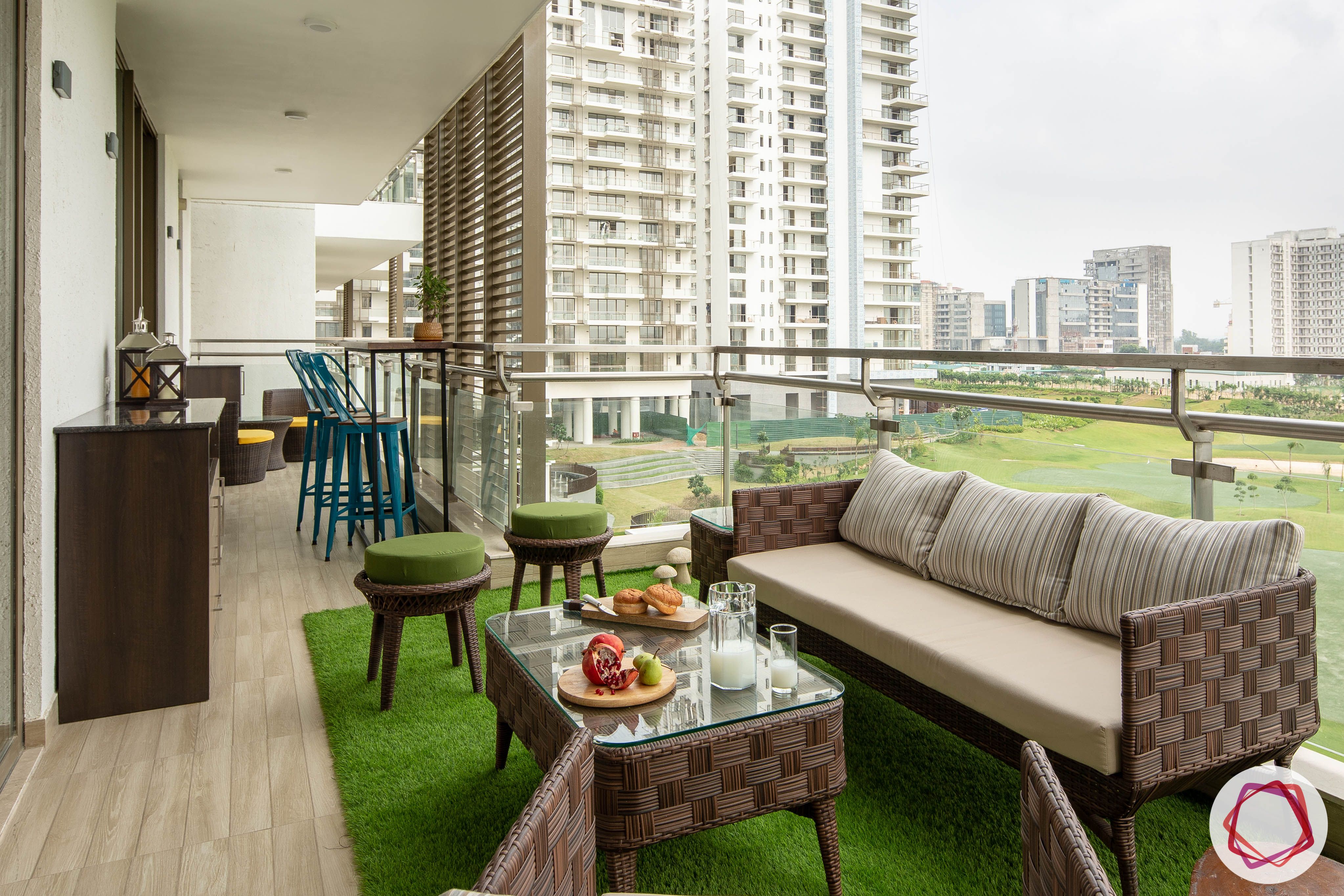 Balcony Makeover Idea-sofas-table-grass-patch-bar-stools