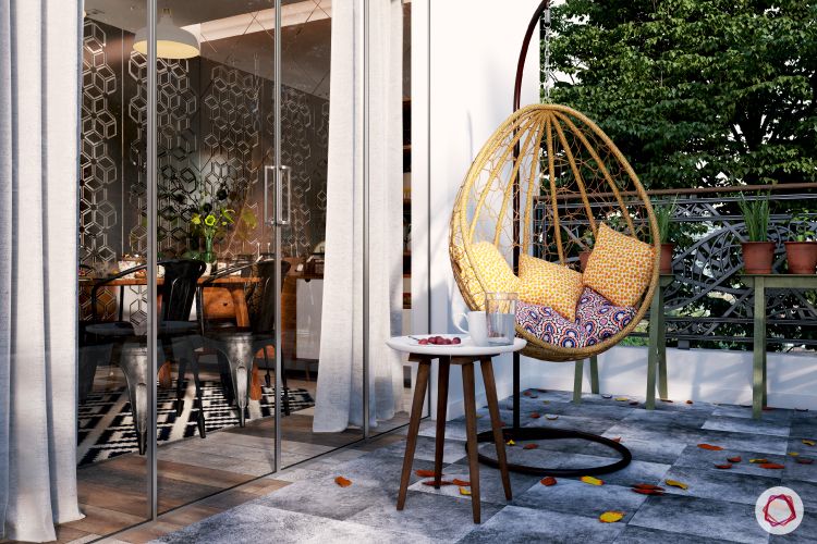 Balcony Makeover Idea-hammock-chair-balcony-door-pillows-floor-tiles