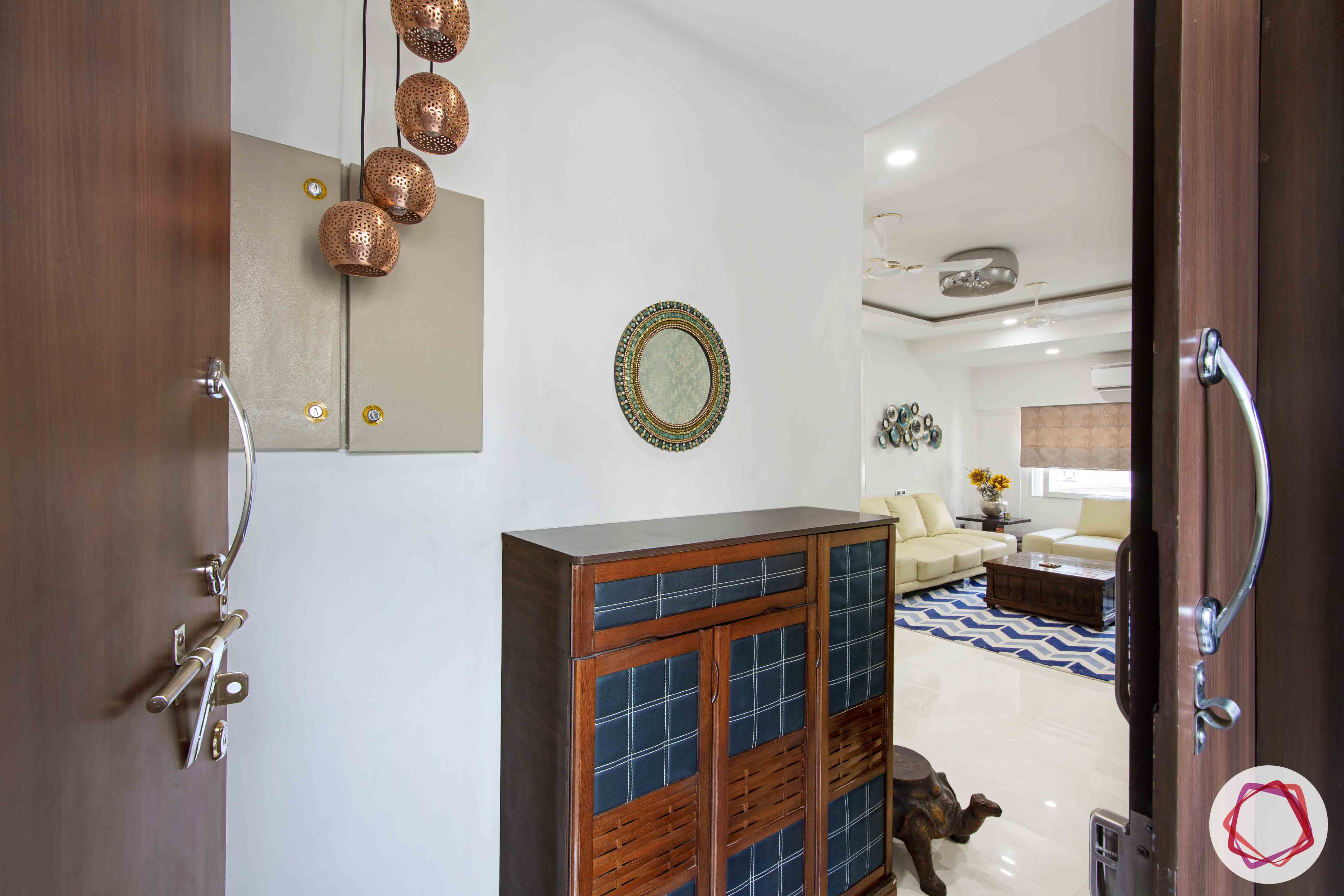 Old House Renovation-foyer-shoe-cabinet-pendant-lights-mirror