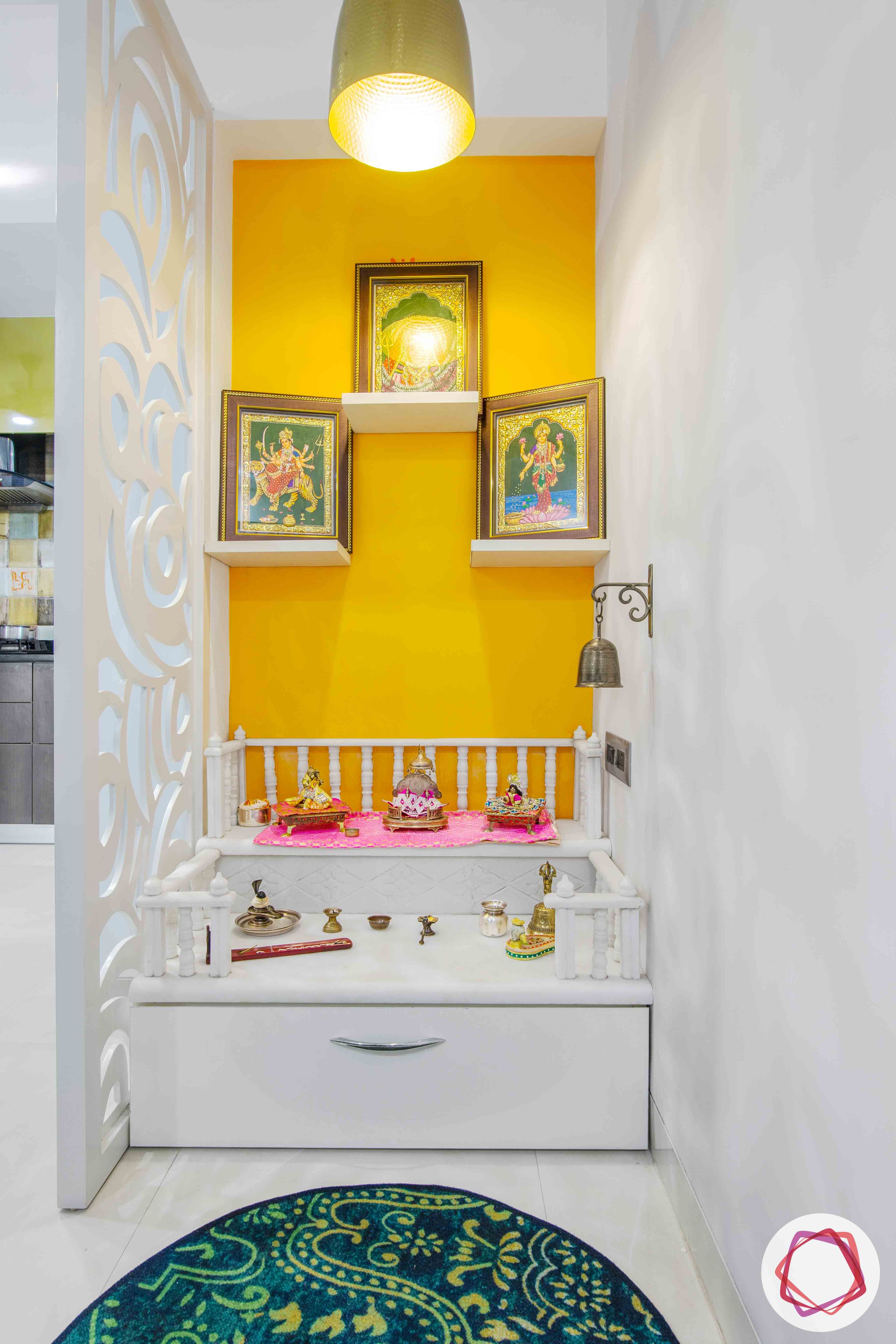 Old House Renovation-pooja-wood-white-yellow-paint-light-jali