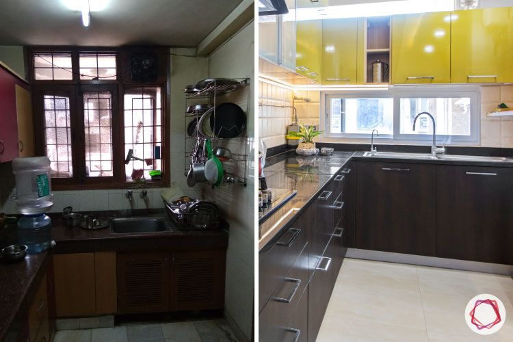 kitchen-before-after-sink-yellow-cabinets-wood-drawers