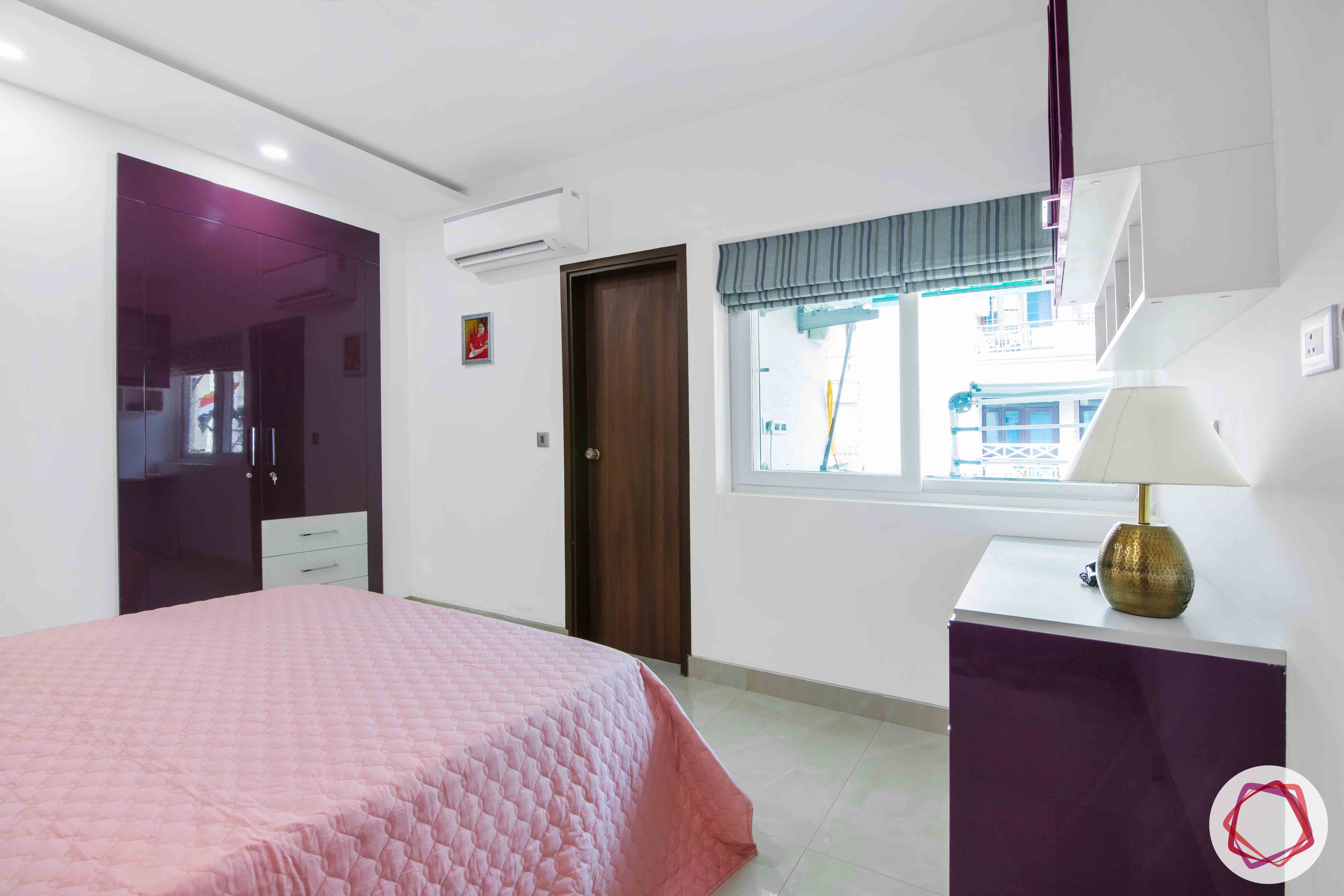 parents-bedroom-purple-study-drawers-bed-shelves-floral-wallpaper-wardrobe