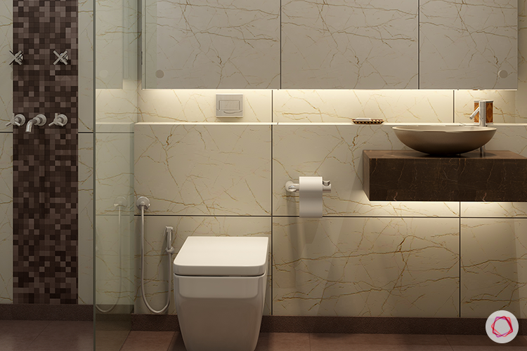 bathroom-lights-yellow-vanity-table-sink-shower