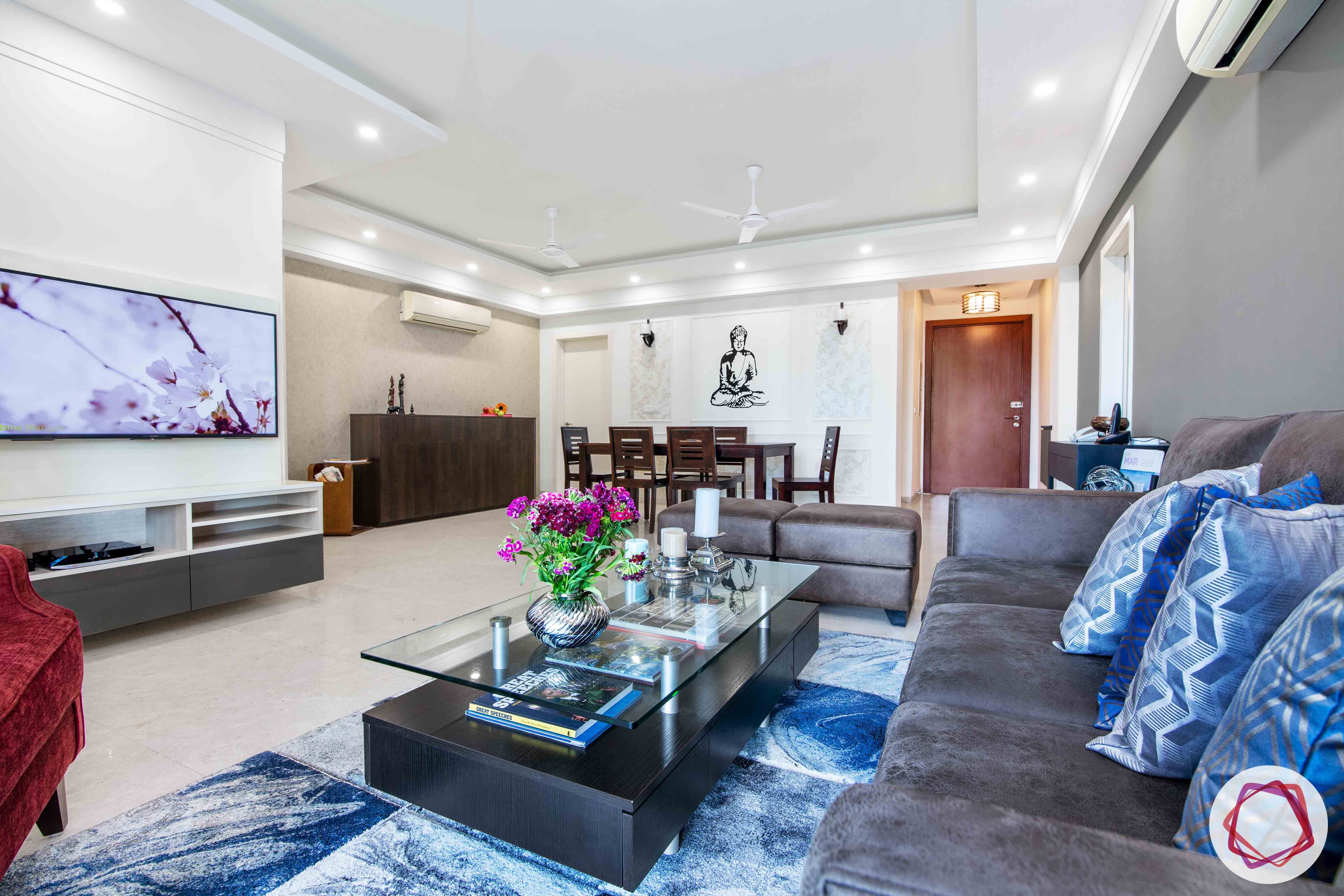 dlf gurgaon-minimal tv unit designs-blue carpet designs