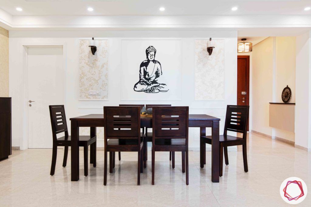 dlf gurgaon-wooden dining table designs-buddha decal designs
