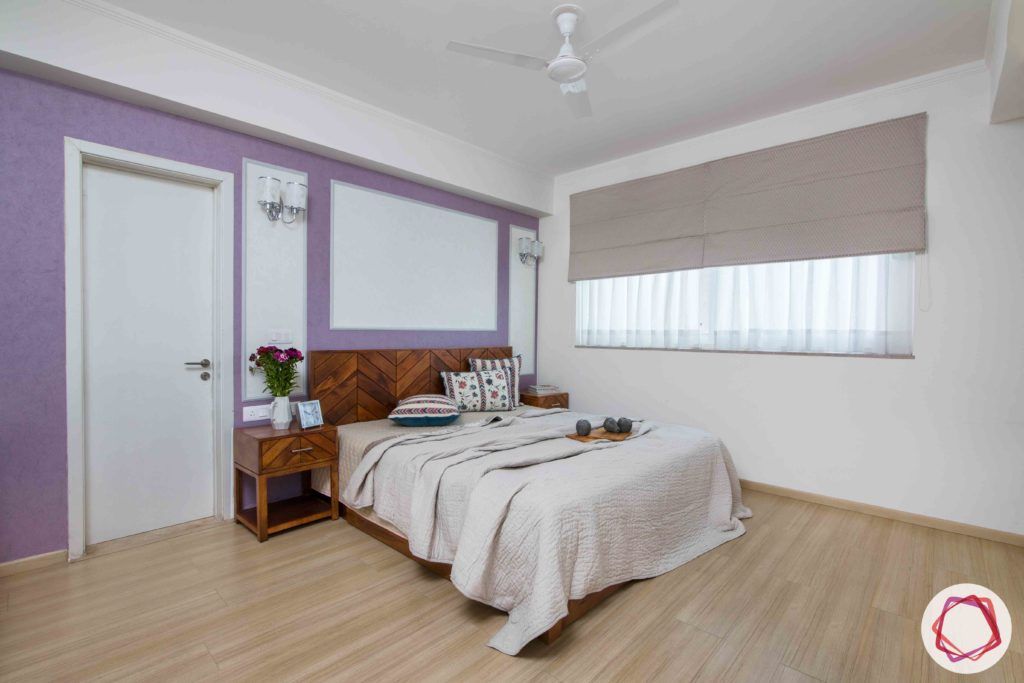 dlf gurgaon-wooden bed designs-purple wallpaper designs