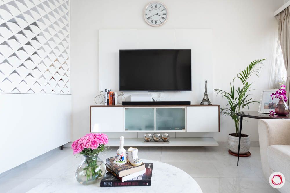 modern house images-living room-laminate tv unit-frosted glass cabinets