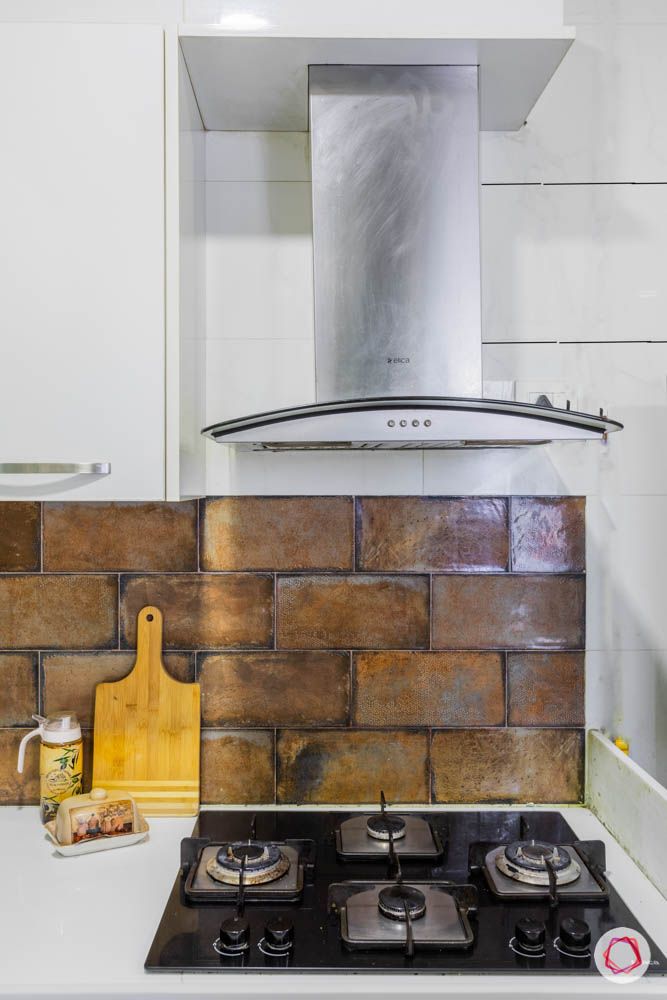 modern house images-kitchen-hob unit-exposed brick tiles