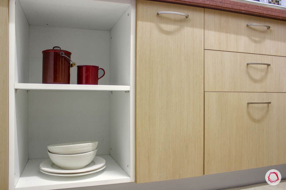 Simple kitchen designs for Indian homes-open-shelves-drawers