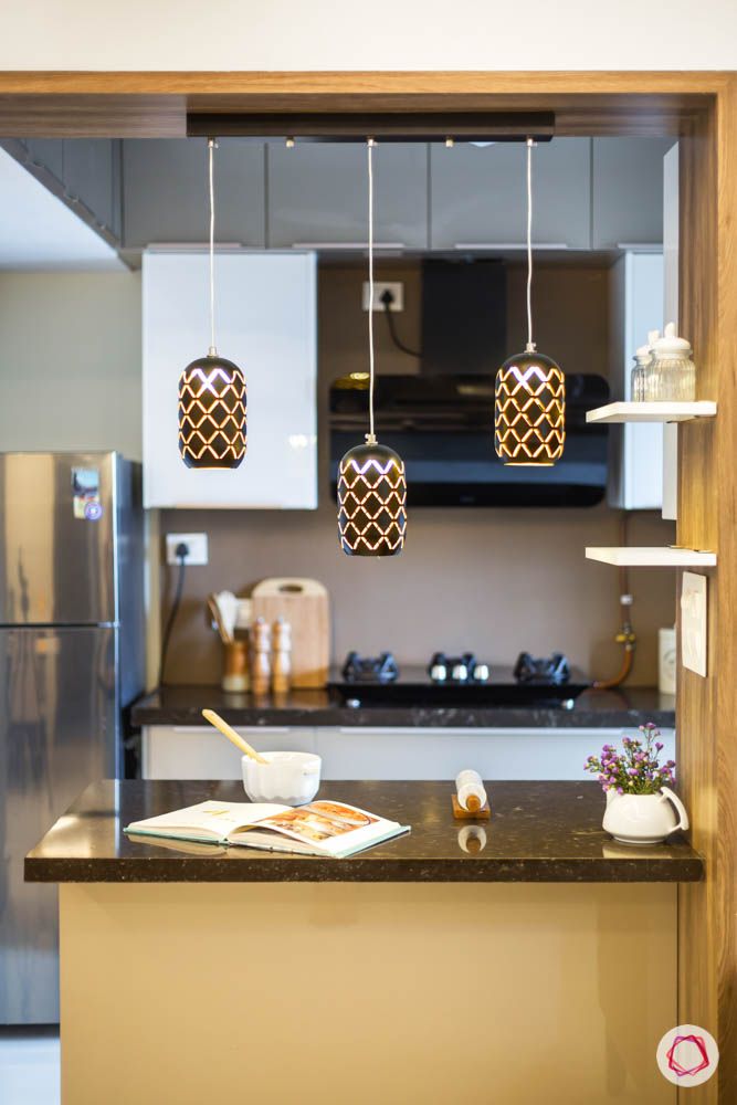 hanging lights-black pendant lights-breakfast counter designs