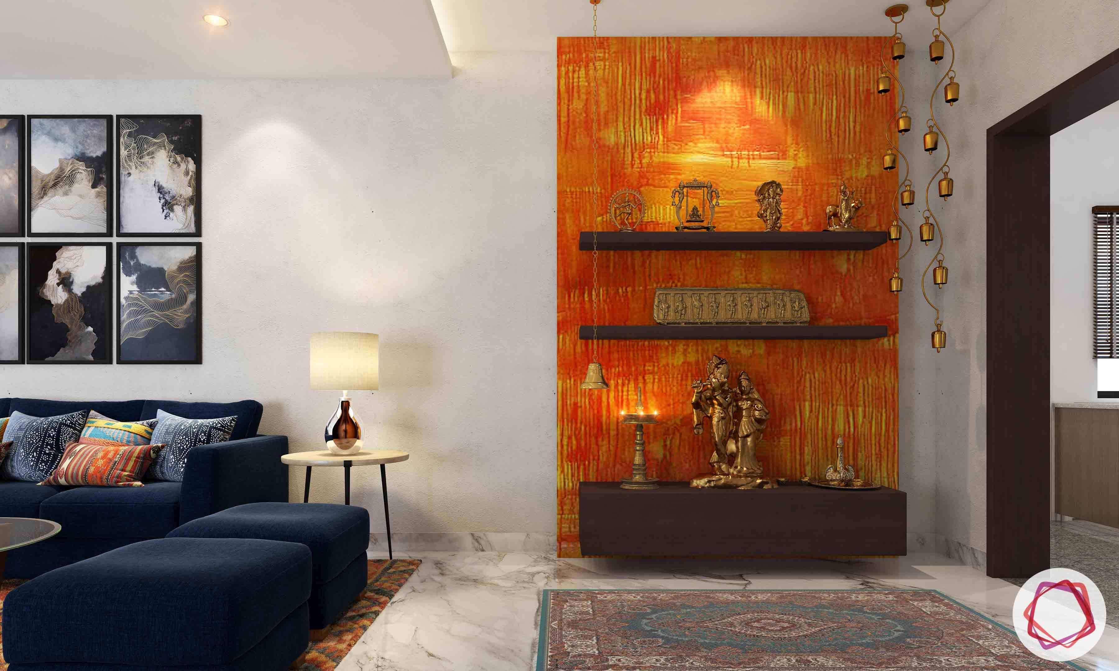 vastu-colours-for-pooja-room-orange-wall-orange-pooja-room-metal god-pooja-unit