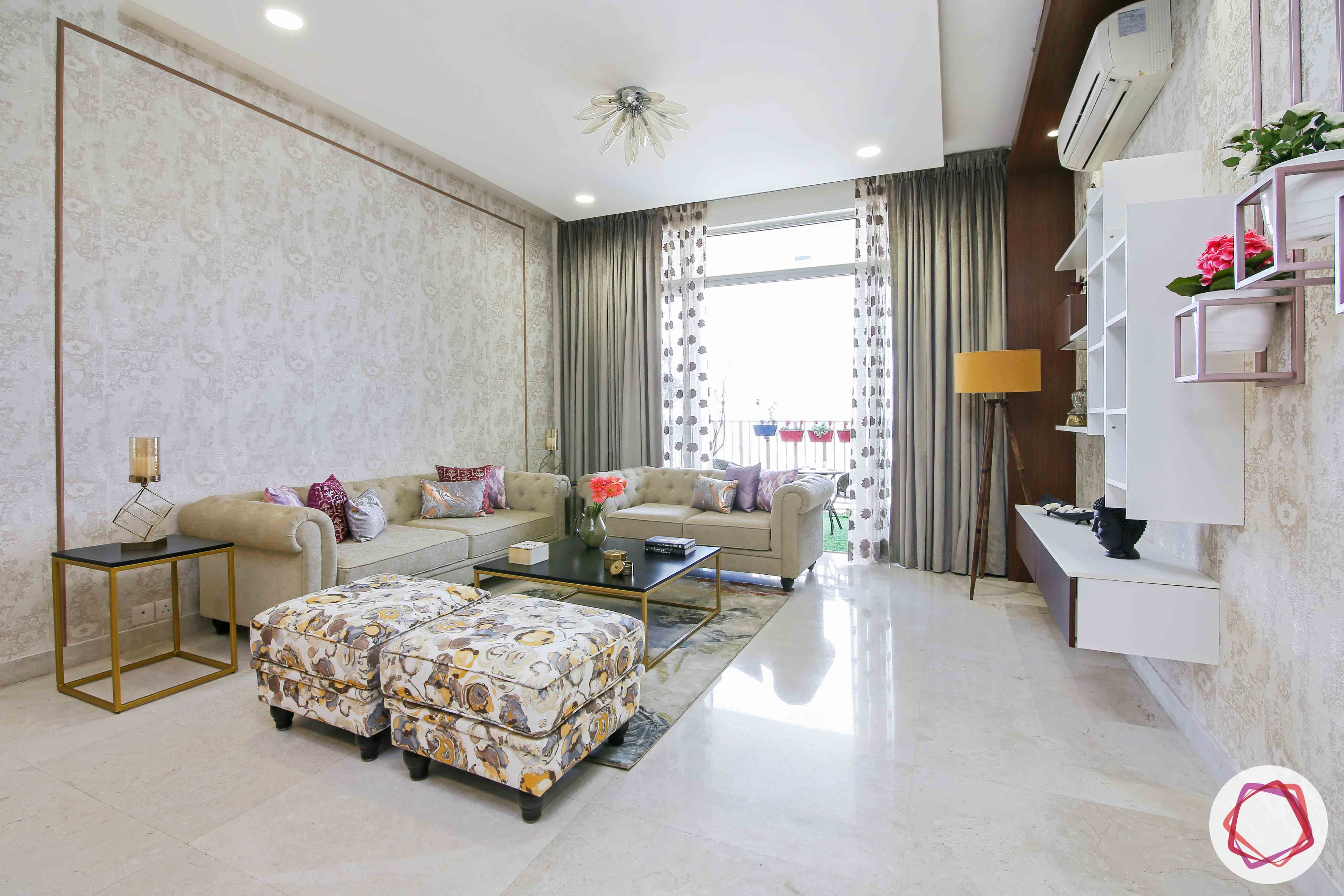ireo victory valley-living room-ottomans-cassandra sofa-beige wallpaper