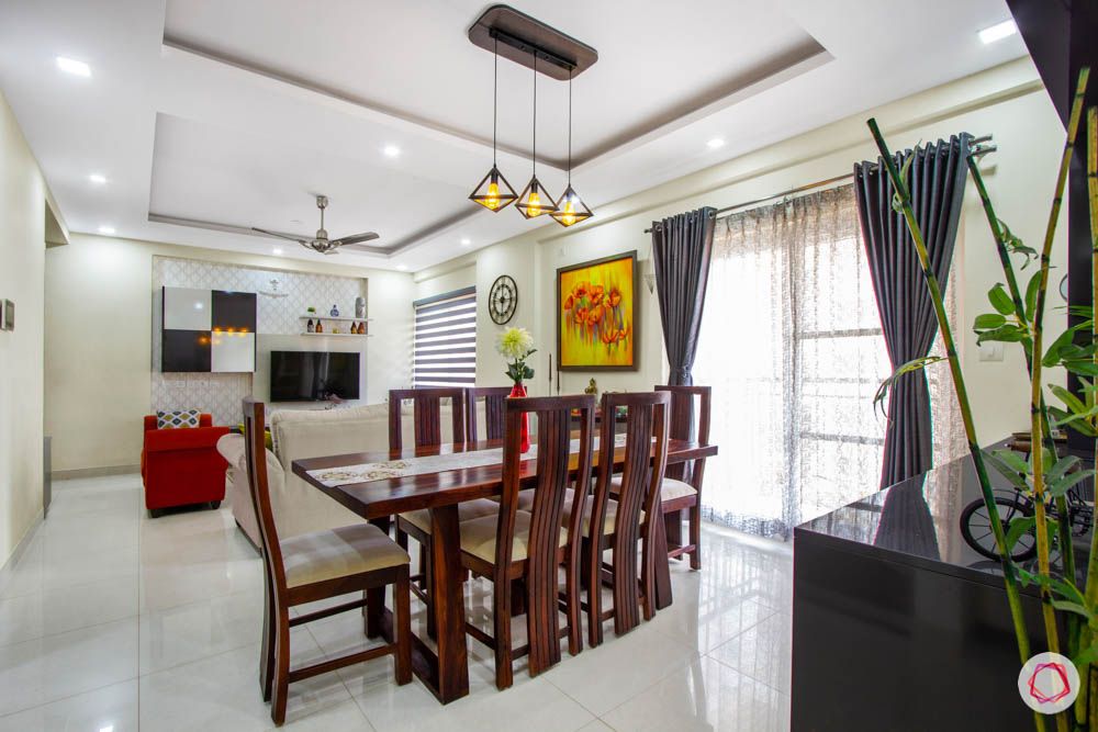 Vaswani Brentwood-dining-room-wooden-table-chairs-accent-light-false-ceiling