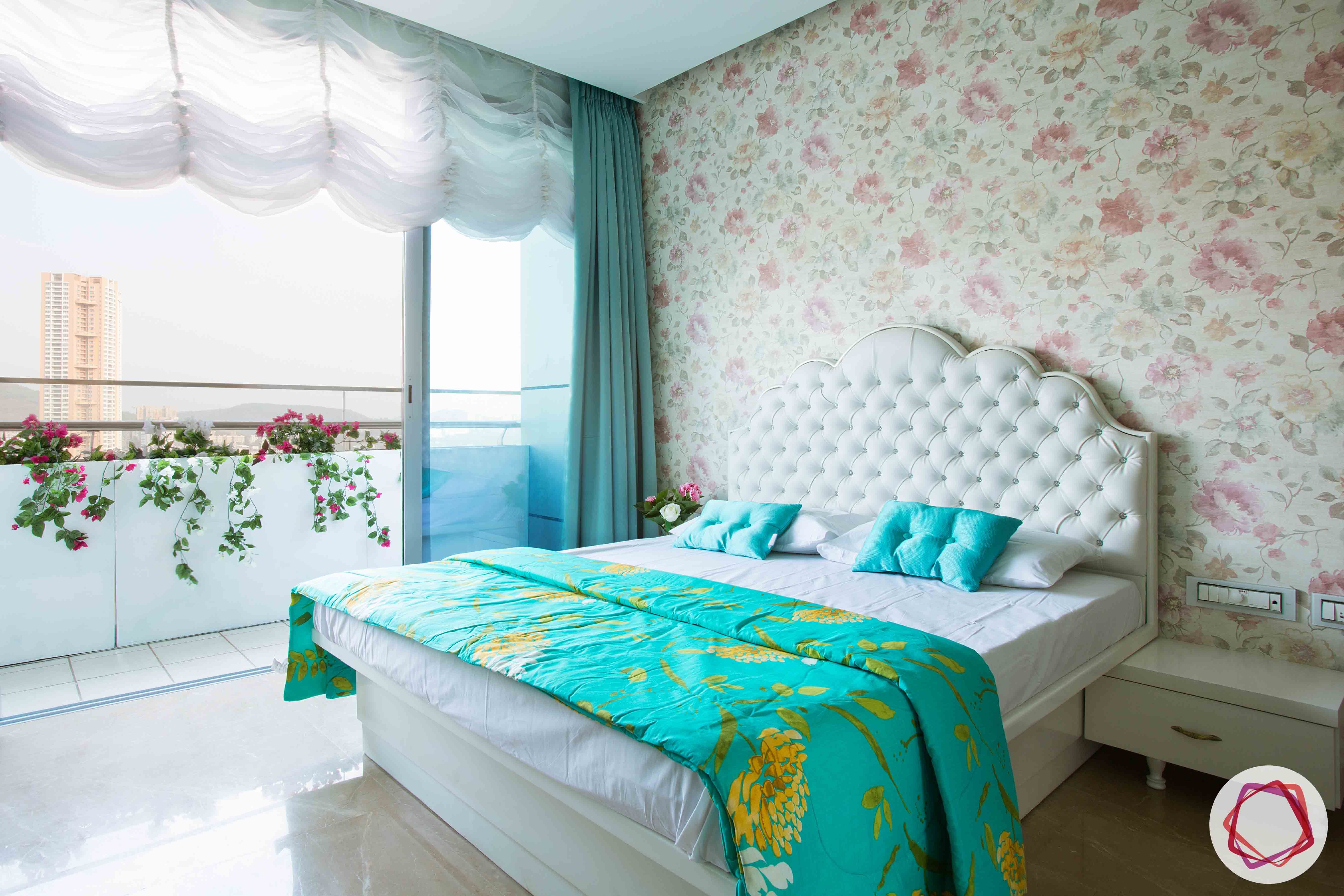 dream room-floral wallpaper designs-white curtain ideas