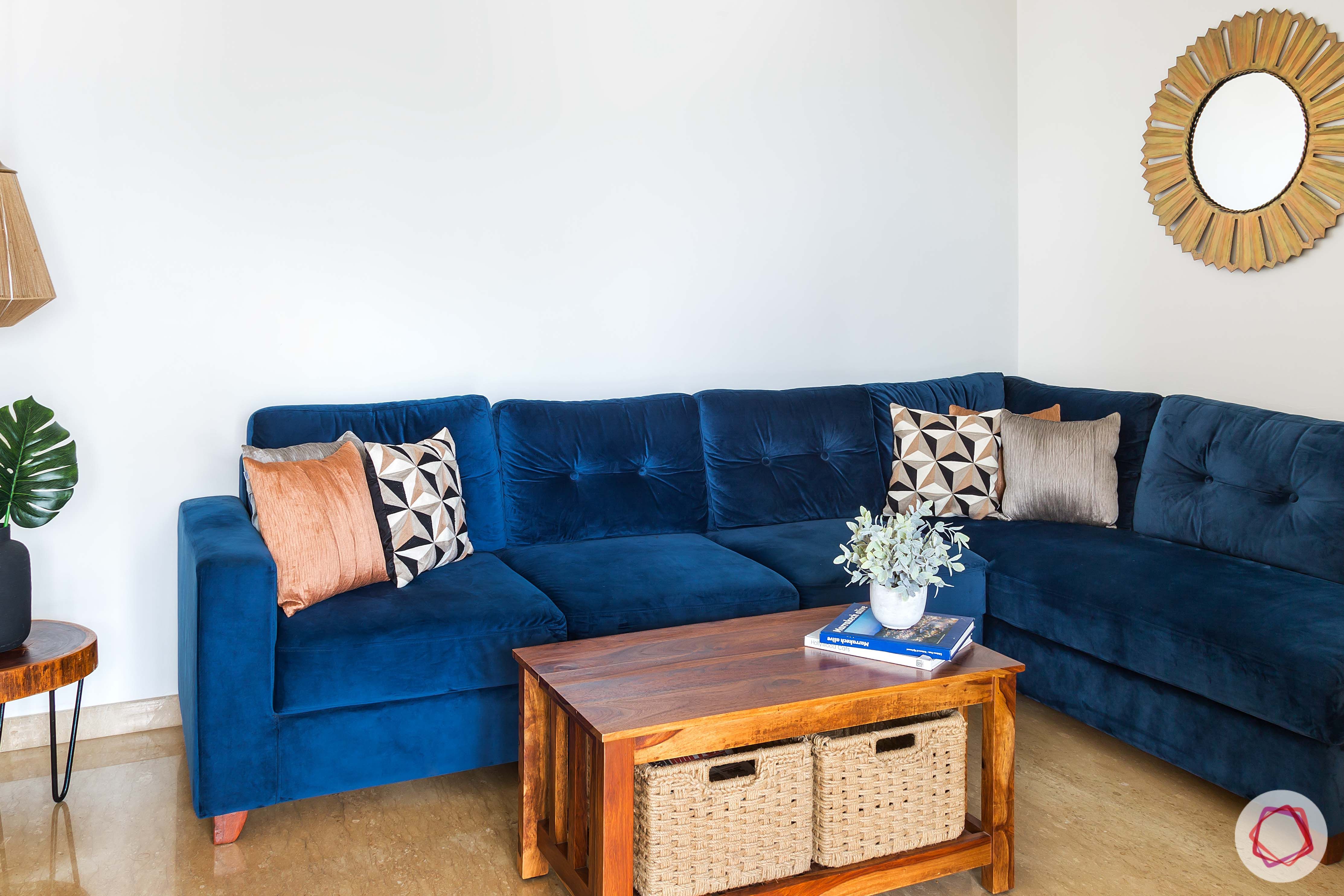 velvet fabric-blue velvet sofa
