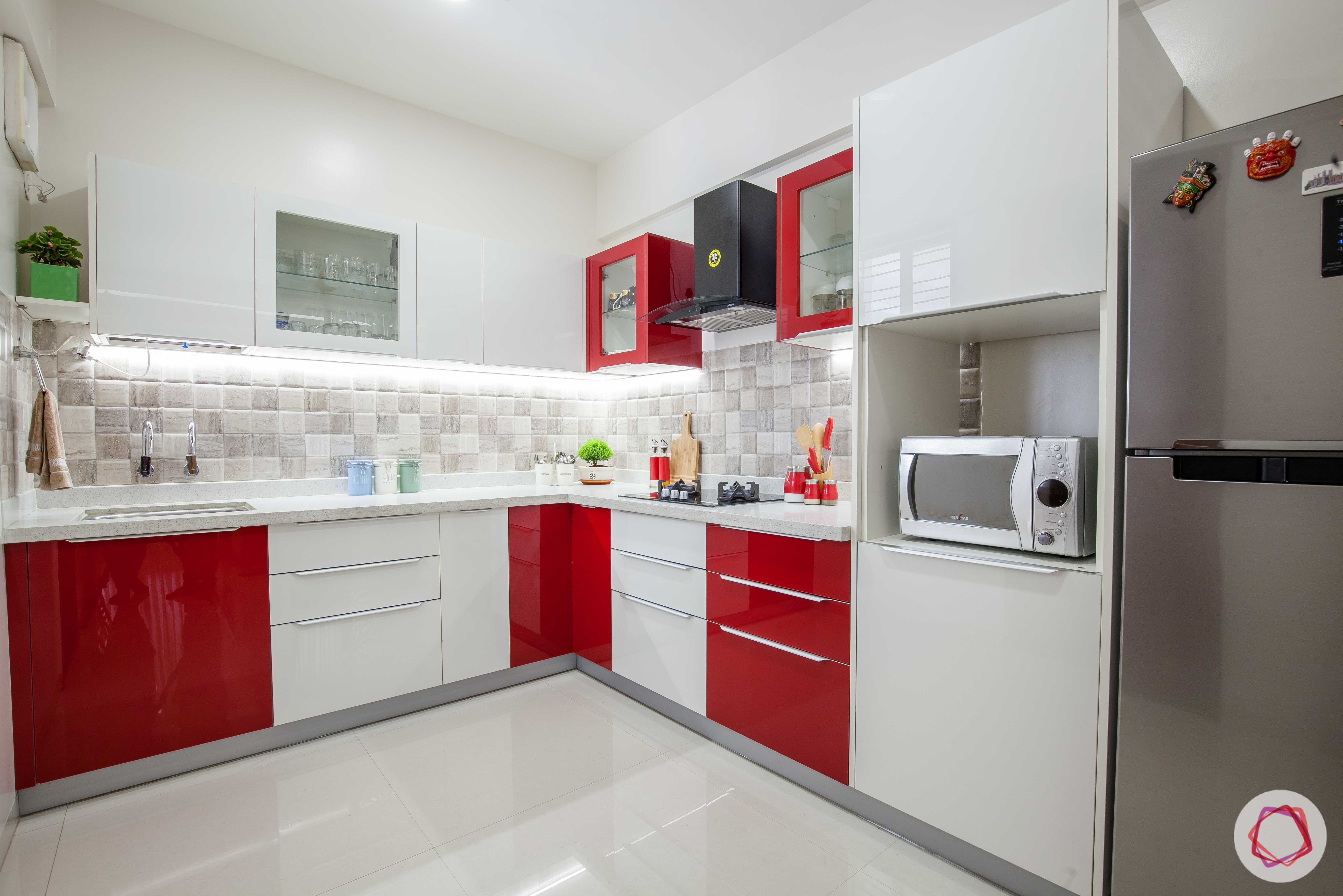 red kitchen designs-red and white kitchens