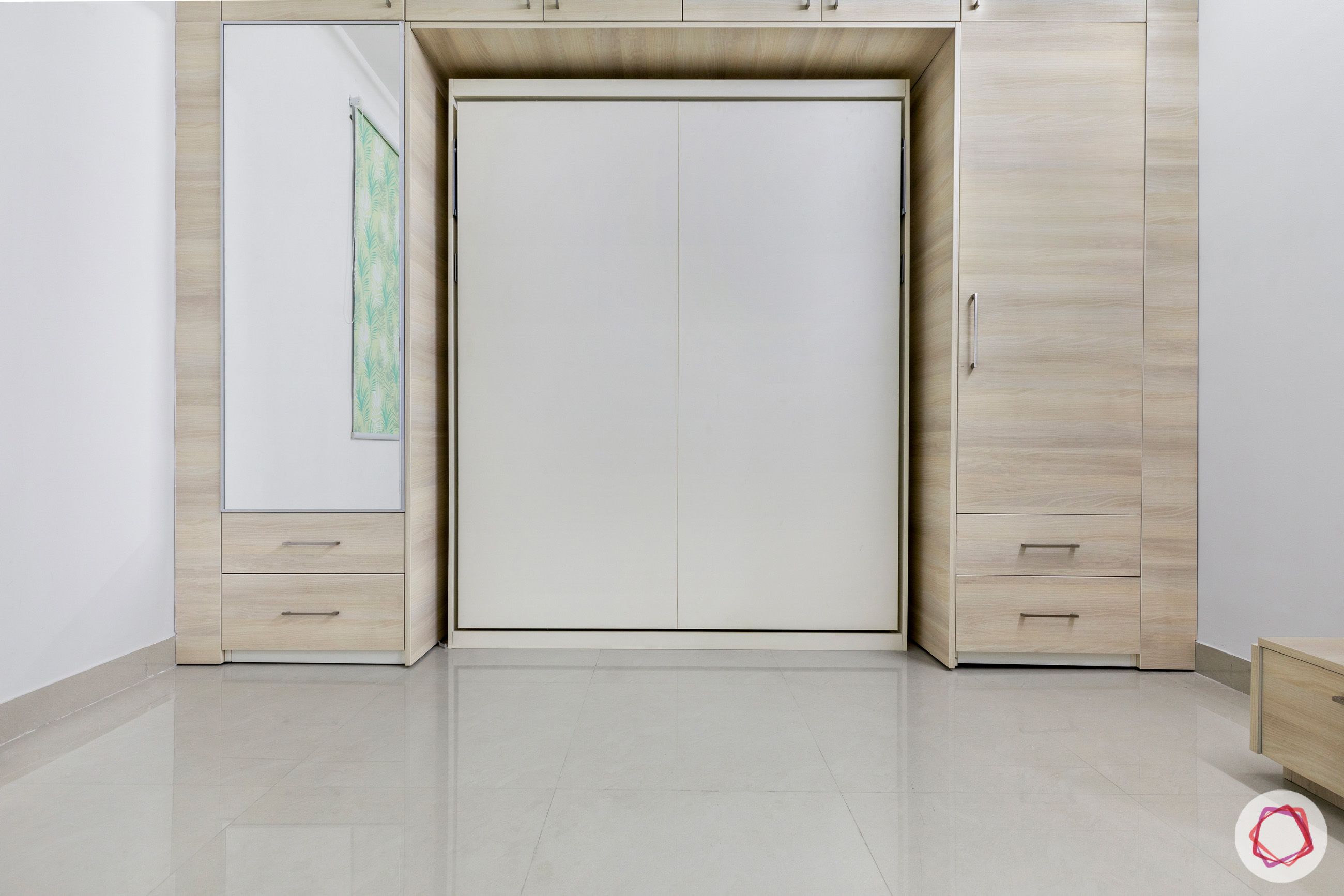 bedroom-wardrobe-bed-folding-mounted-mirror-drawers