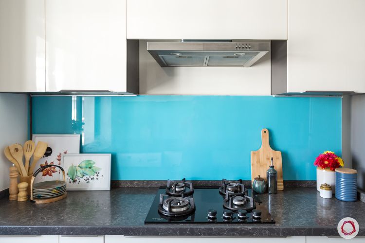 kitchen tiles-blue glass kitchen backsplash-white kitchen cabinet designs