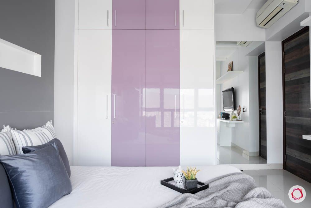 db woods-purple and white wardrobe-grey wall