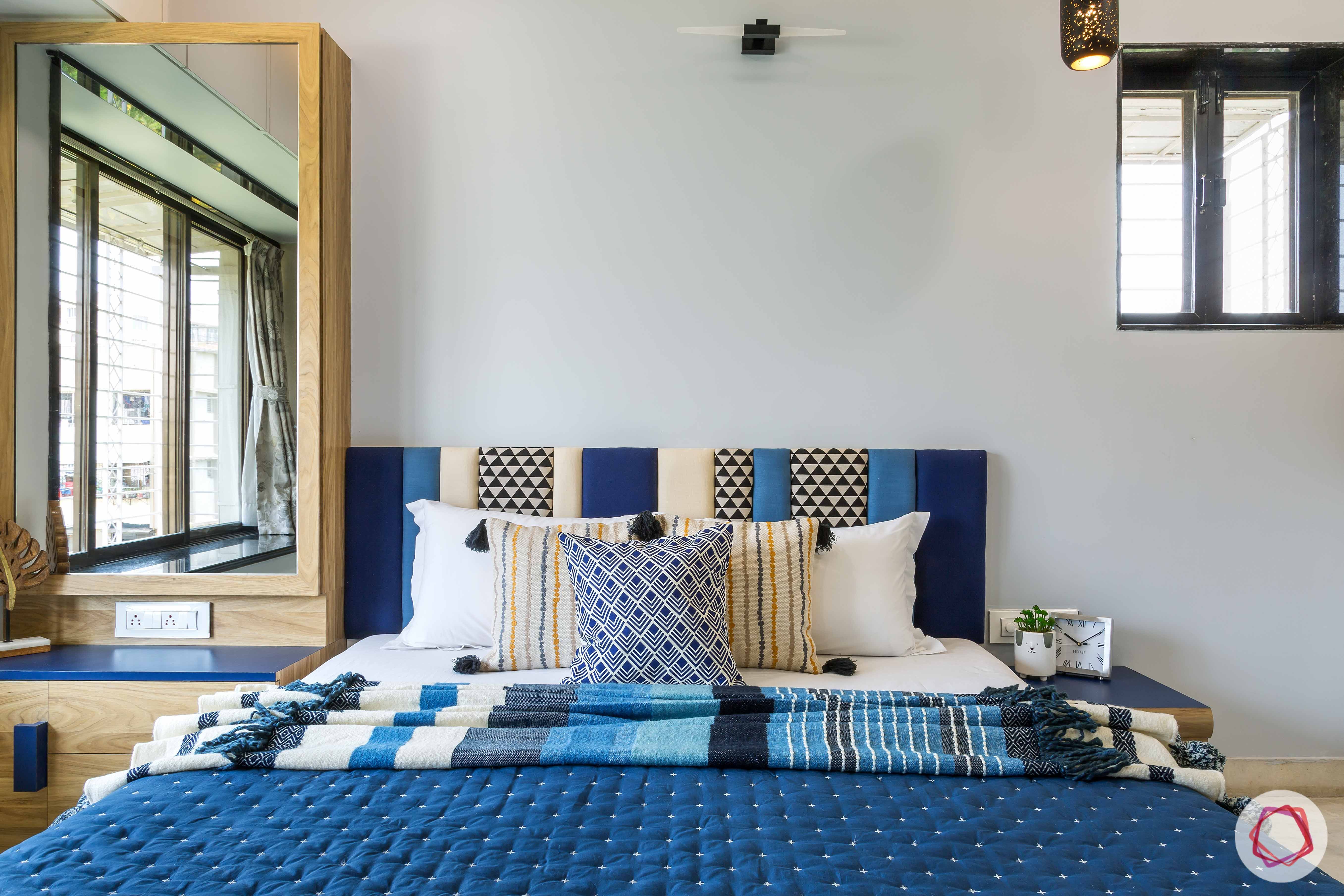 indian bedroom-blue bedroom-refurbished bed