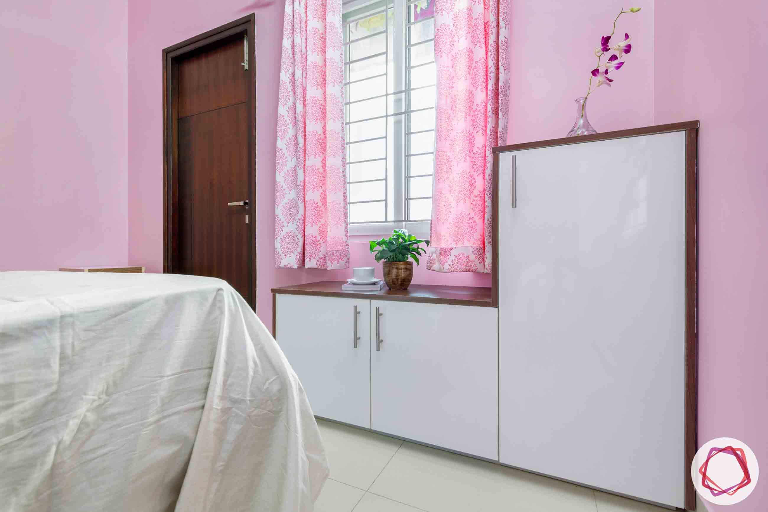 modular design-white cabinet designs-pink curtain designs