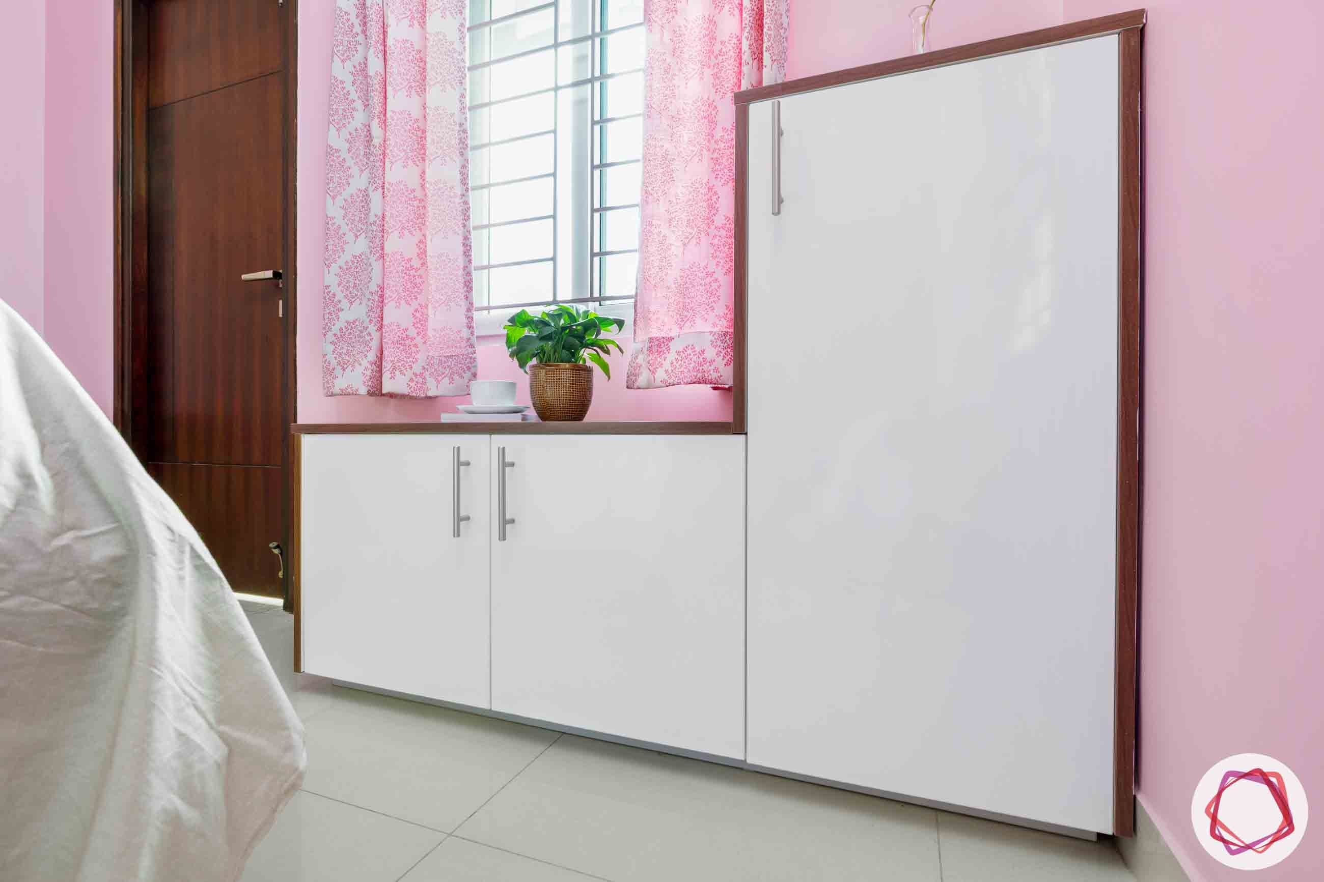 white cabinet designs-pink curtain designs