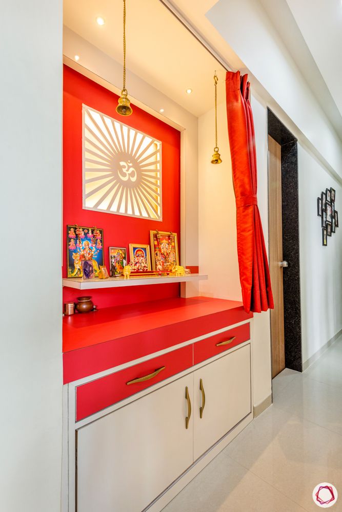 pooja room designs-red pooja room designs