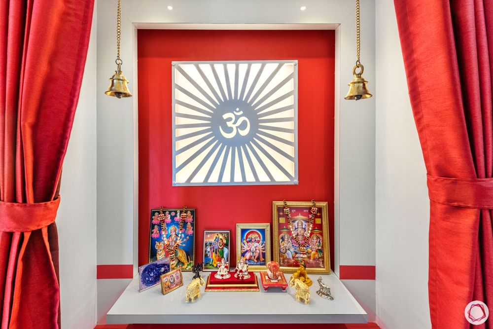 pooja room designs-red pooja corner designs
