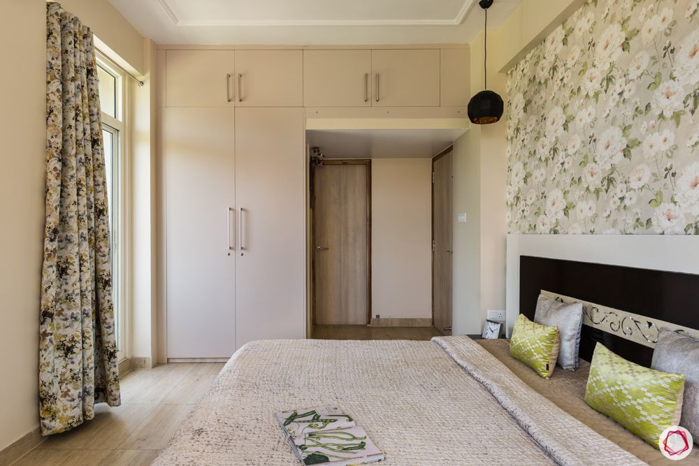 best interior designer in noida-floral decor-white cabinets