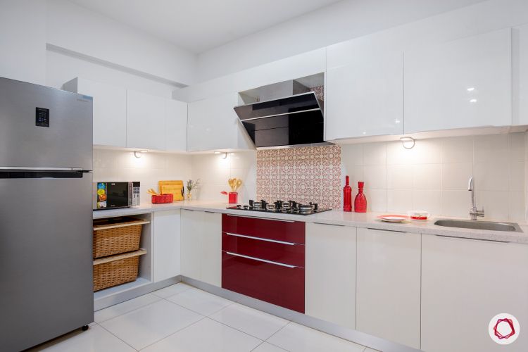 how to make a kitchen look brighter-task lights-red cabinets-highlighter lights