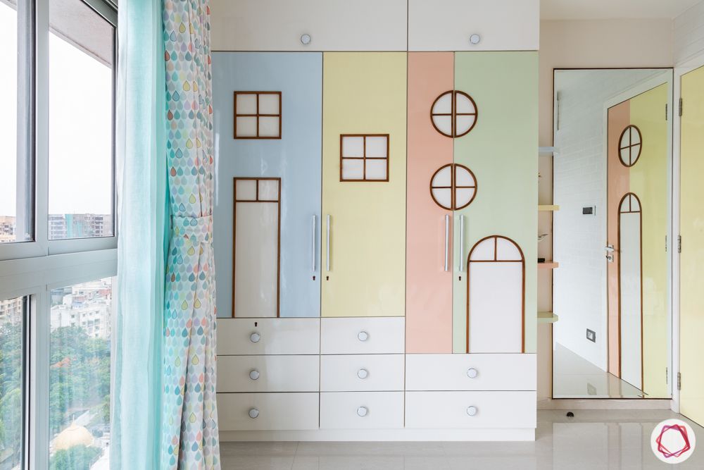 pastel colors-candy colored wardrobe-kids room