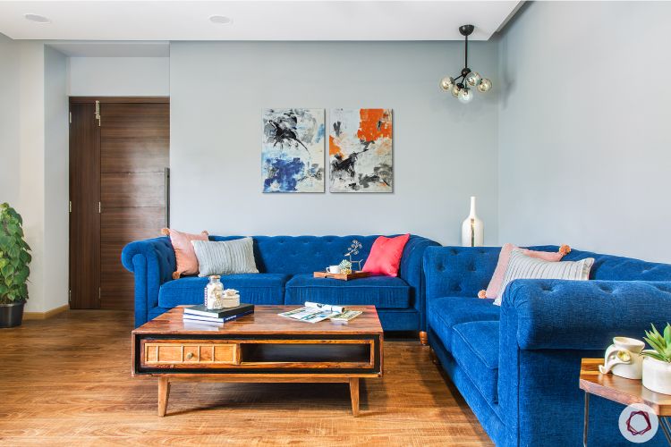 coffee table designs-blue sofa designs